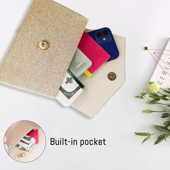 🆕Women Silver Leather Evening Clutch Purse with Detachable Chain, Crossbody - Picture 4 of 7